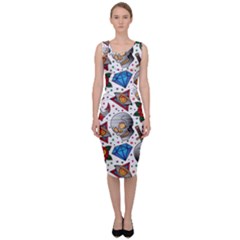 Full Color Flash Tattoo Patterns Sleeveless Pencil Dress by Amaryn4rt