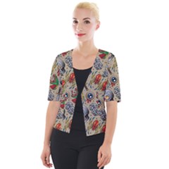 Tattoo Pattern Cropped Button Cardigan by Amaryn4rt