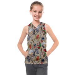 Tattoo Pattern Kids  Sleeveless Hoodie by Amaryn4rt