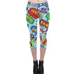 Comic Bubbles Seamless Pattern Capri Leggings  by Amaryn4rt