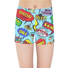 Comic Bubbles Seamless Pattern Kids  Sports Shorts by Amaryn4rt