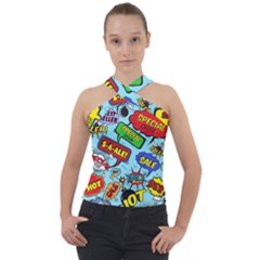 Comic Bubbles Seamless Pattern Cross Neck Velour Top by Amaryn4rt