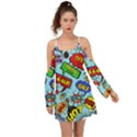 Comic Bubbles Seamless Pattern Kimono Sleeves Boho Dress View1