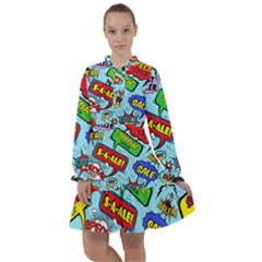 Comic Bubbles Seamless Pattern All Frills Chiffon Dress by Amaryn4rt