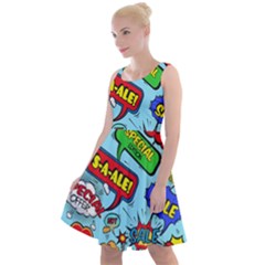 Comic Bubbles Seamless Pattern Knee Length Skater Dress by Amaryn4rt