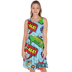 Comic Bubbles Seamless Pattern Knee Length Skater Dress With Pockets by Amaryn4rt