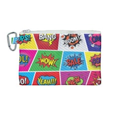 Pop Art Comic Vector Speech Cartoon Bubbles Popart Style With Humor Text Boom Bang Bubbling Expressi Canvas Cosmetic Bag (medium) by Amaryn4rt