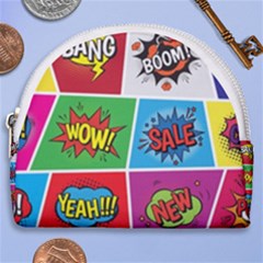 Pop Art Comic Vector Speech Cartoon Bubbles Popart Style With Humor Text Boom Bang Bubbling Expressi Horseshoe Style Canvas Pouch by Amaryn4rt