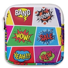 Pop Art Comic Vector Speech Cartoon Bubbles Popart Style With Humor Text Boom Bang Bubbling Expressi Mini Square Pouch by Amaryn4rt