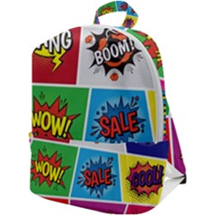 Pop Art Comic Vector Speech Cartoon Bubbles Popart Style With Humor Text Boom Bang Bubbling Expressi Zip Up Backpack by Amaryn4rt