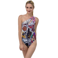 Vintage College Colorful Seamless Pattern To One Side Swimsuit by Amaryn4rt