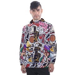 Vintage College Colorful Seamless Pattern Men s Front Pocket Pullover Windbreaker