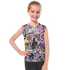 Vintage College Colorful Seamless Pattern Kids  Mesh Tank Top