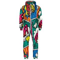 Comic Colorful Seamless Pattern Hooded Jumpsuit (men)  by Amaryn4rt