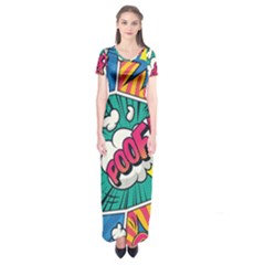 Comic Colorful Seamless Pattern Short Sleeve Maxi Dress by Amaryn4rt