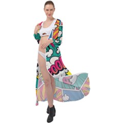 Comic Colorful Seamless Pattern Maxi Chiffon Beach Wrap by Amaryn4rt