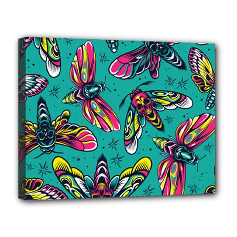 Vintage Colorful Insects Seamless Pattern Canvas 14  X 11  (stretched) by Amaryn4rt