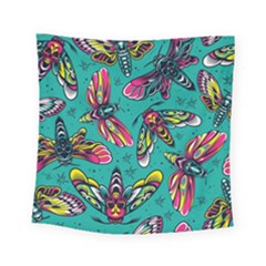 Vintage Colorful Insects Seamless Pattern Square Tapestry (small)