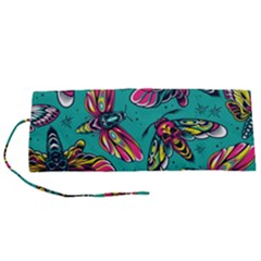 Vintage Colorful Insects Seamless Pattern Roll Up Canvas Pencil Holder (s) by Amaryn4rt