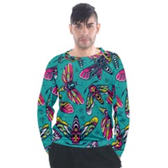 Vintage Colorful Insects Seamless Pattern Men s Long Sleeve Raglan Tee