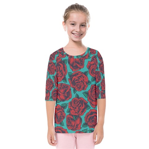 Vintage Floral Colorful Seamless Pattern Kids  Quarter Sleeve Raglan Tee by Amaryn4rt