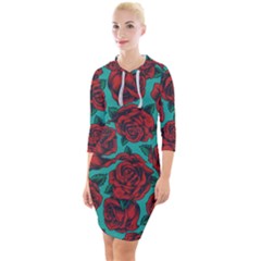 Vintage Floral Colorful Seamless Pattern Quarter Sleeve Hood Bodycon Dress by Amaryn4rt