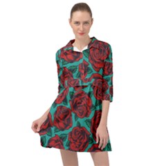 Vintage Floral Colorful Seamless Pattern Mini Skater Shirt Dress by Amaryn4rt