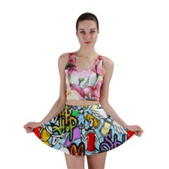 Graffiti Characters Seamless Pattern Mini Skirt