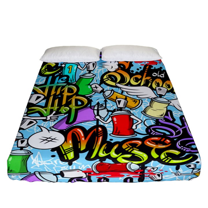 Graffiti Characters Seamless Pattern Fitted Sheet (California King Size)