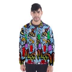 Graffiti Characters Seamless Pattern Men s Windbreaker