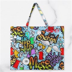 Graffiti Characters Seamless Pattern Zipper Large Tote Bag