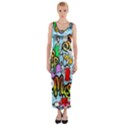 Graffiti Characters Seamless Pattern Fitted Maxi Dress View1