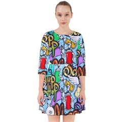 Graffiti Characters Seamless Pattern Smock Dress