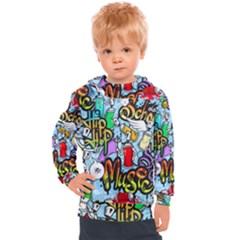 Graffiti Characters Seamless Pattern Kids  Hooded Pullover