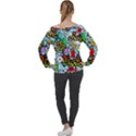 Graffiti Characters Seamless Pattern Off Shoulder Long Sleeve Velour Top View2