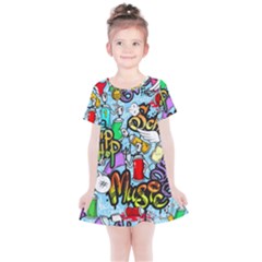 Graffiti Characters Seamless Pattern Kids  Simple Cotton Dress