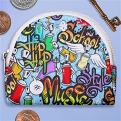 Graffiti Characters Seamless Pattern Horseshoe Style Canvas Pouch