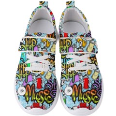 Graffiti Characters Seamless Pattern Men s Velcro Strap Shoes