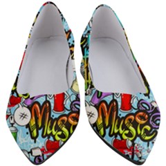 Graffiti Characters Seamless Pattern Women s Block Heels 