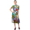 Graffiti Characters Seamless Pattern Keyhole Neckline Chiffon Dress View1