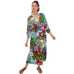 Graffiti Characters Seamless Pattern Grecian Style  Maxi Dress