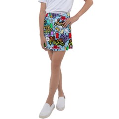 Graffiti Characters Seamless Pattern Kids  Tennis Skirt