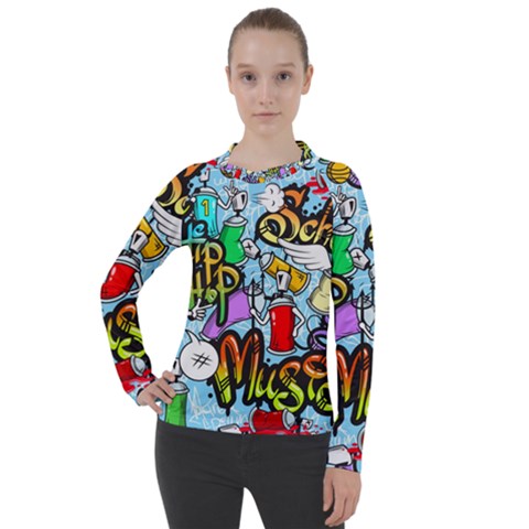 Graffiti Characters Seamless Pattern Women s Pique Long Sleeve Tee by Amaryn4rt