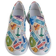 Travel Pattern Immigration Stamps Stickers With Historical Cultural Objects Travelling Visa Immigrant Women s Lightweight Slip Ons by Amaryn4rt