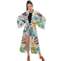 Travel Pattern Immigration Stamps Stickers With Historical Cultural Objects Travelling Visa Immigrant Maxi Kimono View1