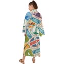 Travel Pattern Immigration Stamps Stickers With Historical Cultural Objects Travelling Visa Immigrant Maxi Kimono View2