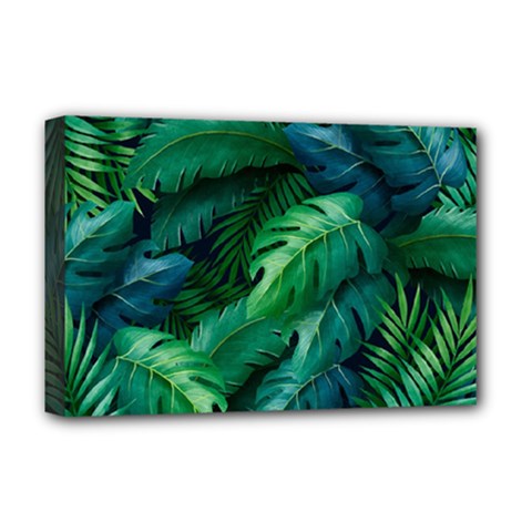 Tropical Green Leaves Background Deluxe Canvas 18  X 12  (stretched) by Amaryn4rt