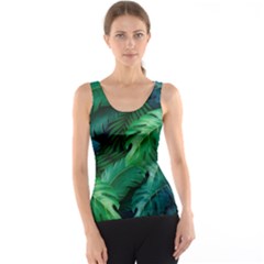 Tropical Green Leaves Background Tank Top by Amaryn4rt