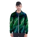 Tropical Green Leaves Background Men s Windbreaker View1