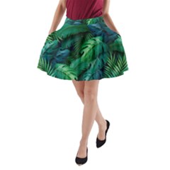 Tropical Green Leaves Background A-line Pocket Skirt by Amaryn4rt